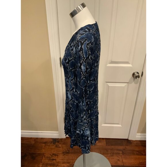 Zara Blue Snakeskin Long Sleeve Mini Dress, Size Medium - Picture 4 of 6